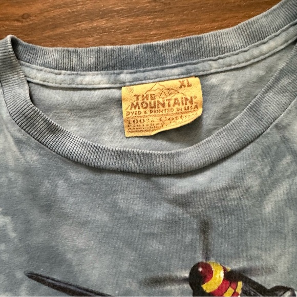Vintage The Mountain Blue T-Shirt with Airplane Graphic - Picture 2 of 7